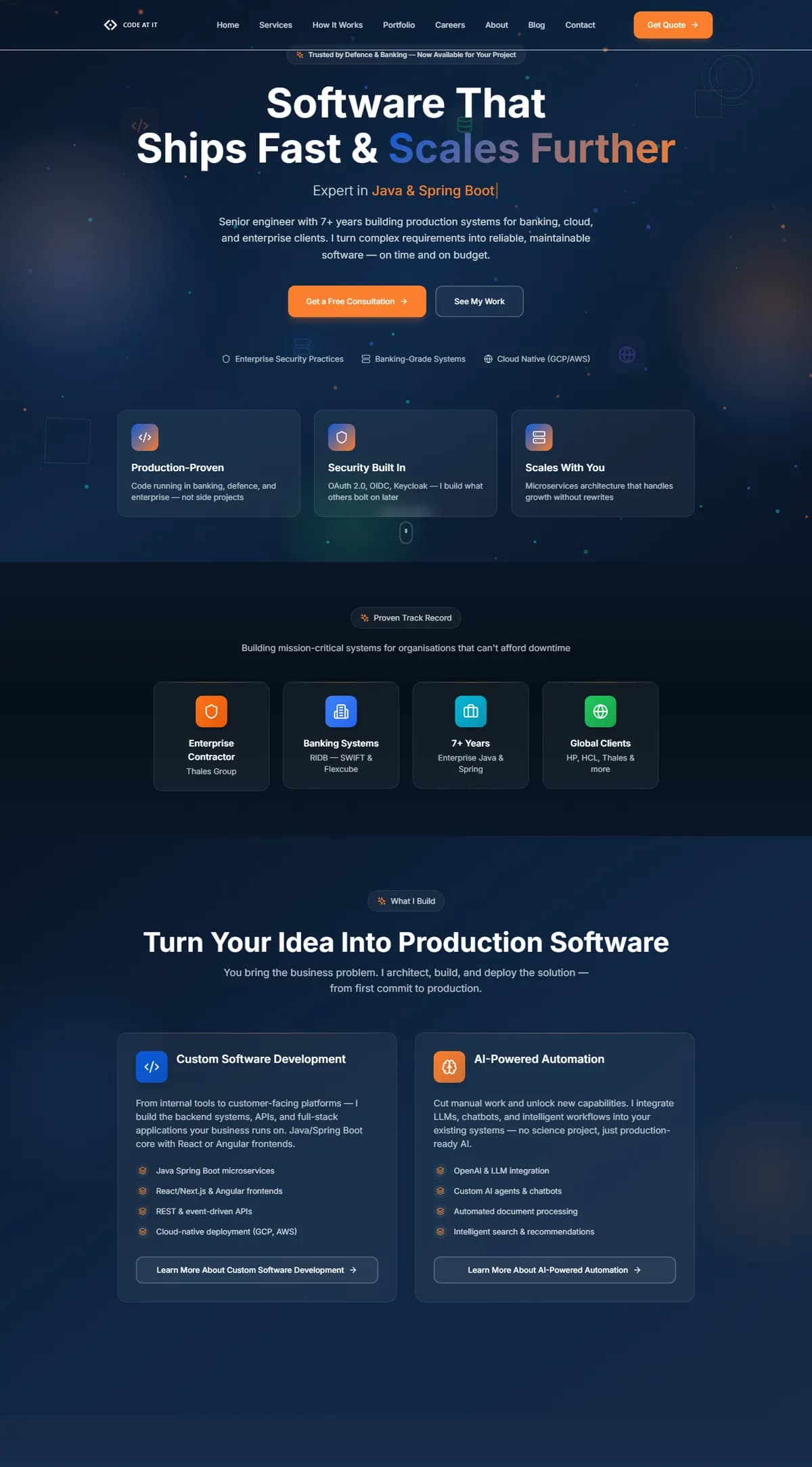 CODE AT IT: pagina principală, pe desktop