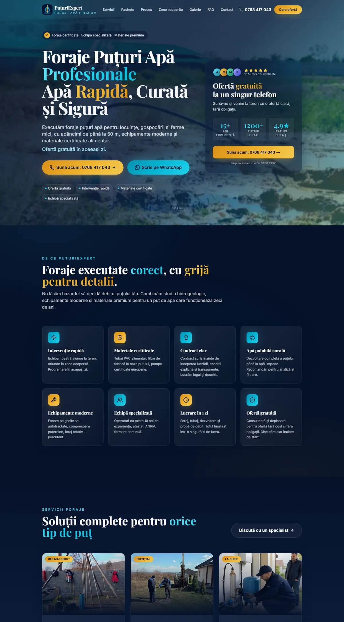 PuturiExpert: pagina principală, pe desktop